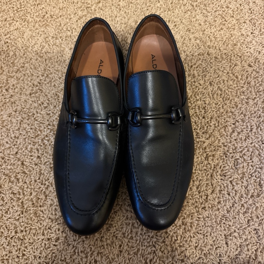 Aldo Black Leather Slip-On Loafers